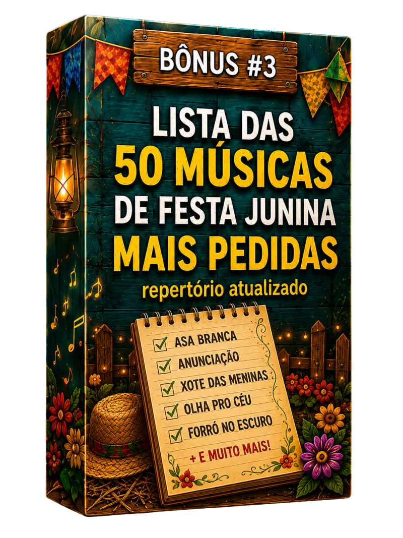 Mockup Lista das 50 Músicas de Festa Junina Mais Pedidas no Arraial