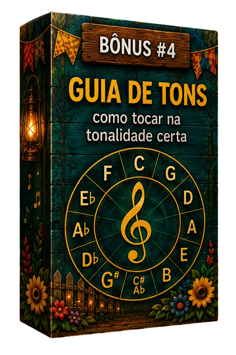 Mockup Guia de Tons da Festa Junina — Como Tocar na Tonalidade Certa